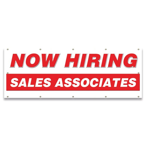 Now Hiring Sales Associates Banner Apply Inside Accepting Application Single Sided